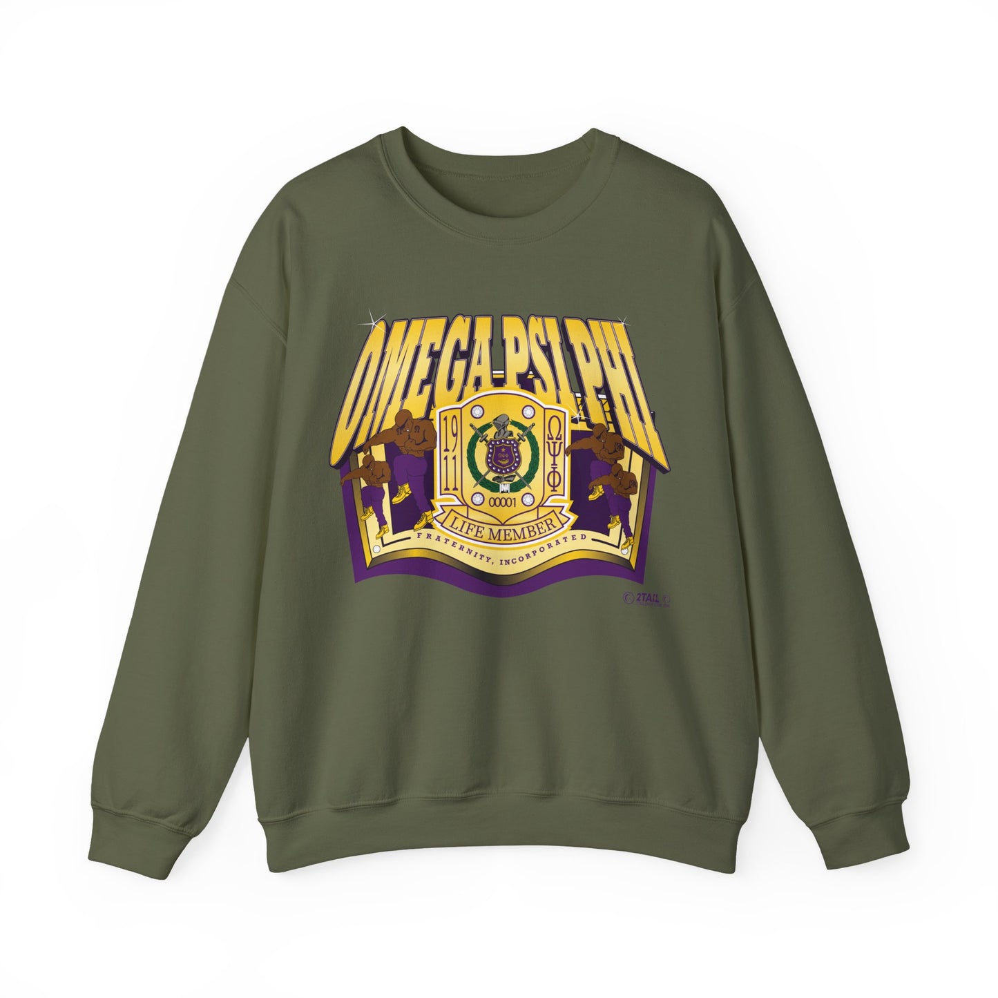 Omega Psi Phi Life Member Banner - Unisex Heavy Blend™ Crewneck Sweatshirt