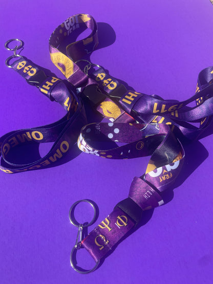 Omega Psi Phi Lanyard - Satin Screen Printed