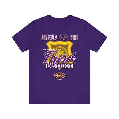 Omega Psi Phi The Thorough Third District Badge - Unisex Jersey Short Sleeve Tee