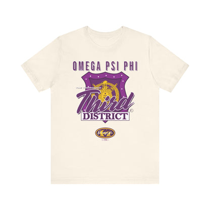 Omega Psi Phi The Thorough Third District Badge - Unisex Jersey Short Sleeve Tee