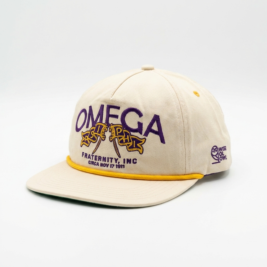 Omega Psi Phi Spring 2026 Off White - Unstructured Adjustable Snapback