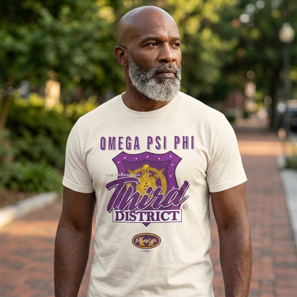 Omega Psi Phi The Thorough Third District Badge - Unisex Jersey Short Sleeve Tee