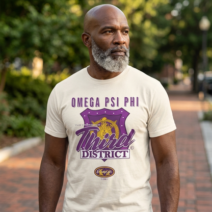 Omega Psi Phi The Thorough Third District Badge - Unisex Jersey Short Sleeve Tee