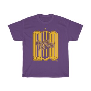 Omega Psi Phi Letters Elongated - Unisex Heavy Cotton Tee