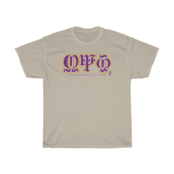 Omega Psi Phi Old English Letters - Unisex Heavy Cotton Tee - Image 2