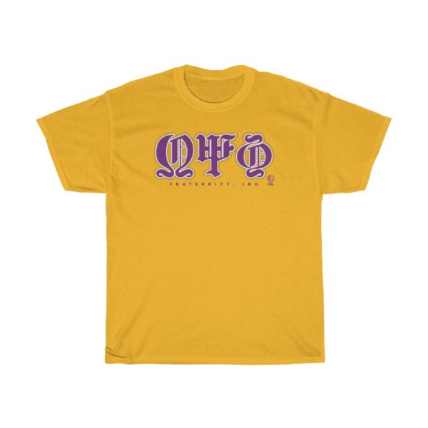 Omega Psi Phi Old English Letters - Unisex Heavy Cotton Tee - Image 3