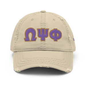 Bloq Letters Omega Psi Phi - Distressed Dad Hat