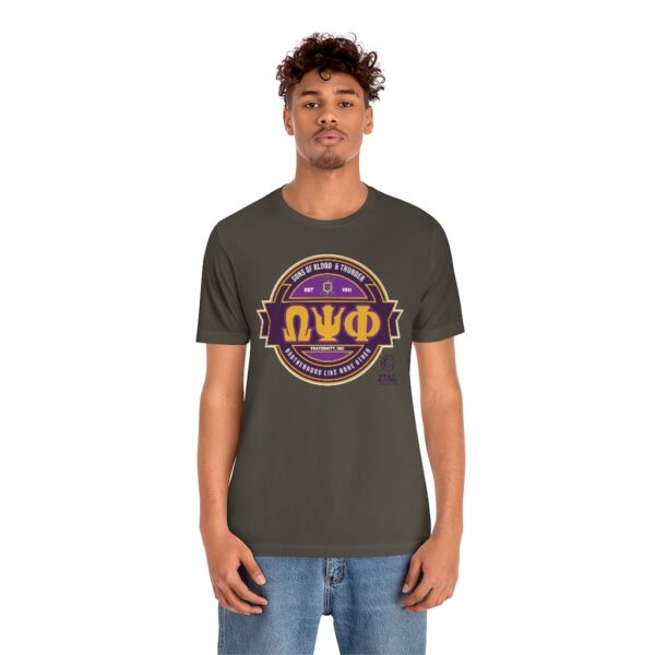 Omega Psi Phi Simple SOBAT Badge - Unisex Heavy Cotton Tee - Image 12