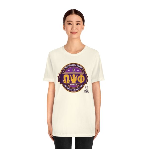 Omega Psi Phi Simple SOBAT Badge - Unisex Heavy Cotton Tee - Image 2