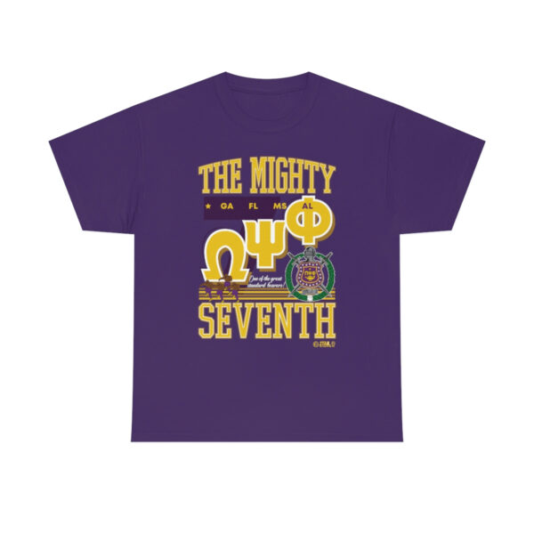 Omega Psi Phi The Mighty 7th - Unisex Heavy Cotton Tee - Image 4