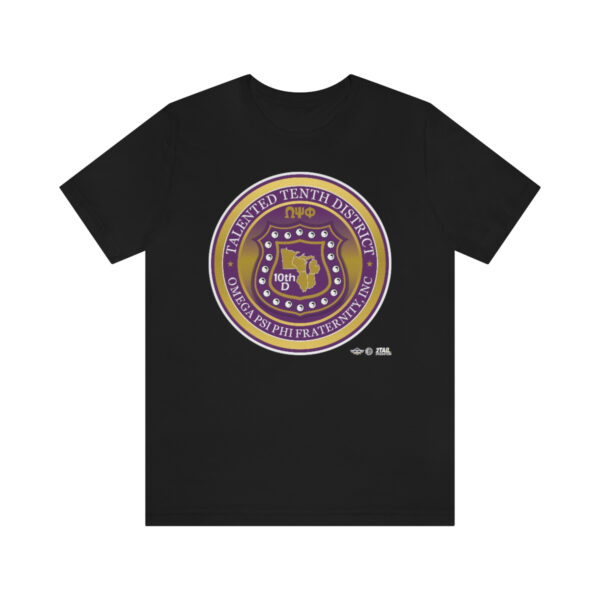 Shield Revisited for the10th District of Omega Psi Phi - Unisex Jersey Short Sleeve Tee - Image 3