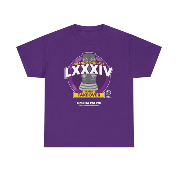 Tampa Clave Emblem LXXXIV Omega Psi Phi - Unisex Heavy Cotton Tee - Image 6