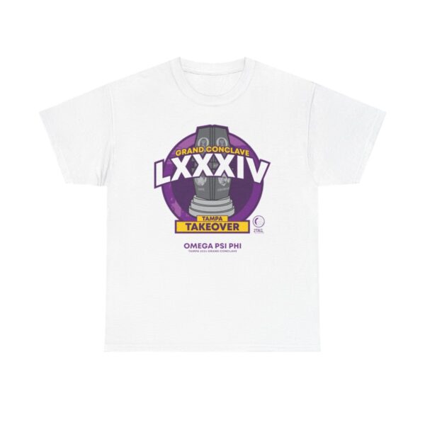 Tampa Clave Emblem LXXXIV Omega Psi Phi - Unisex Heavy Cotton Tee - Image 2