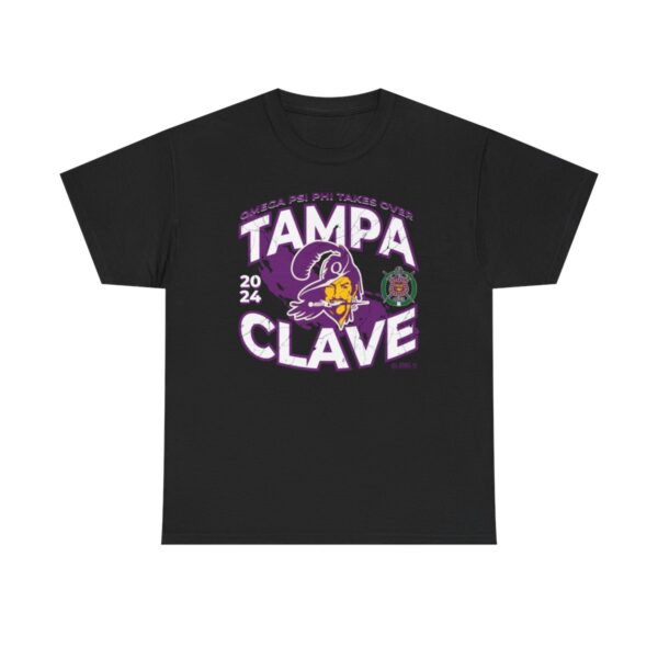 Distressed Tampa Clave for Omega Psi Phi - Unisex Heavy Cotton Tee - Image 3