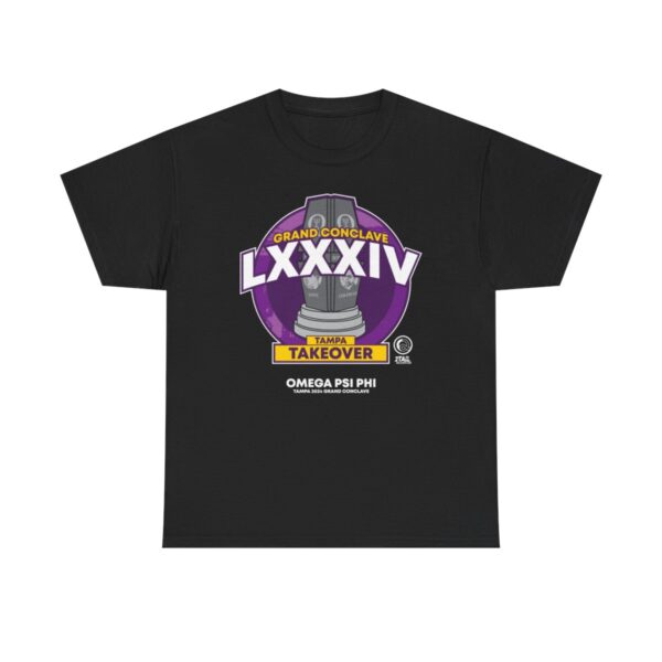 Tampa Clave Emblem LXXXIV Omega Psi Phi - Unisex Heavy Cotton Tee - Image 4