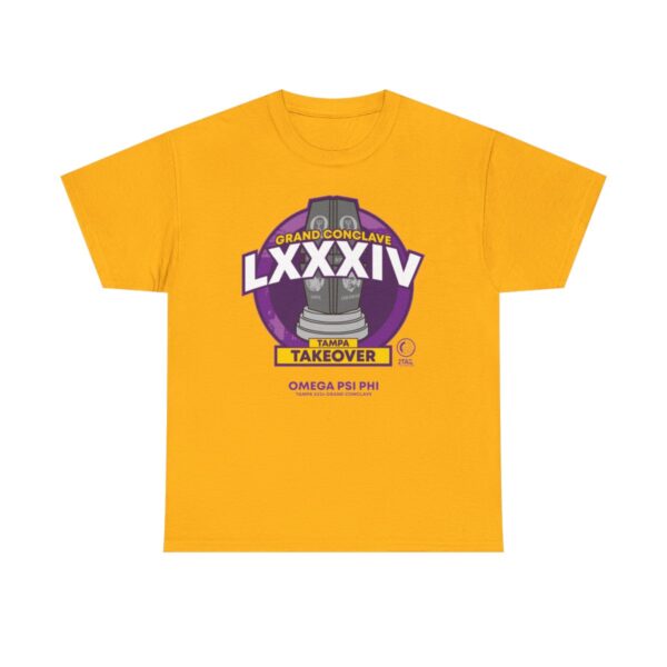 Tampa Clave Emblem LXXXIV Omega Psi Phi - Unisex Heavy Cotton Tee - Image 5