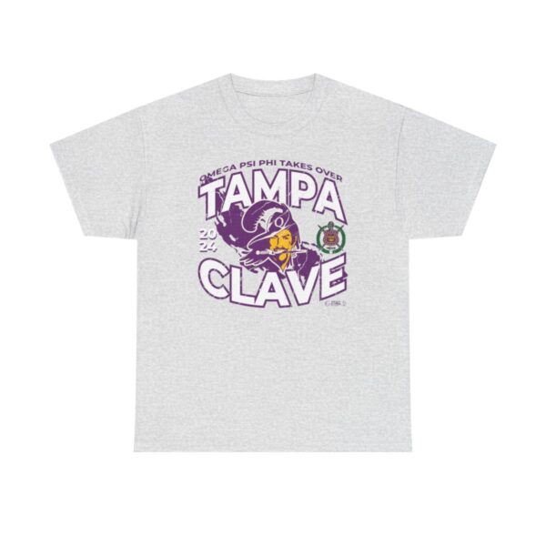 Distressed Tampa Clave for Omega Psi Phi - Unisex Heavy Cotton Tee - Image 2