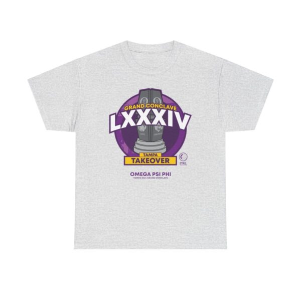 Tampa Clave Emblem LXXXIV Omega Psi Phi - Unisex Heavy Cotton Tee - Image 3